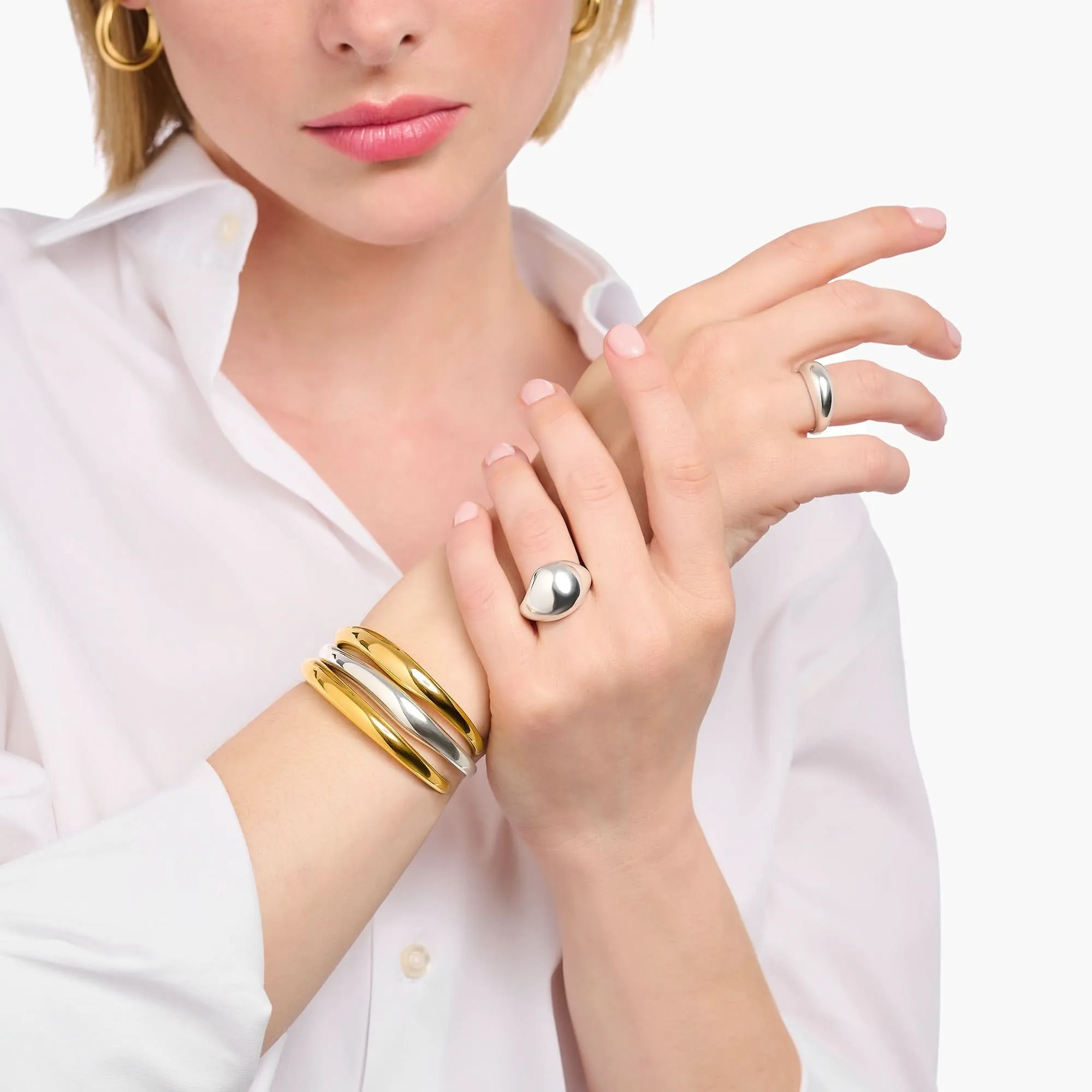 Sterling Silber Kühnheit Eleganz Organisch Tropfenförmiger Ring TR2470-001-21 Thomas Sabo Ringe