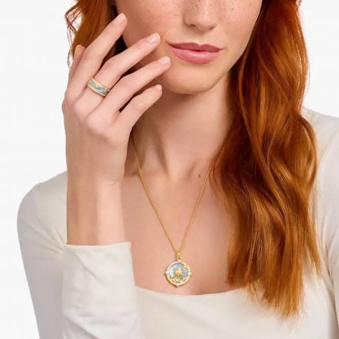 Sterling Silber vergoldet blau emailliert blaue kosmische Symbole Band Ring TR2450-565-1 Thomas Sabo Ringe