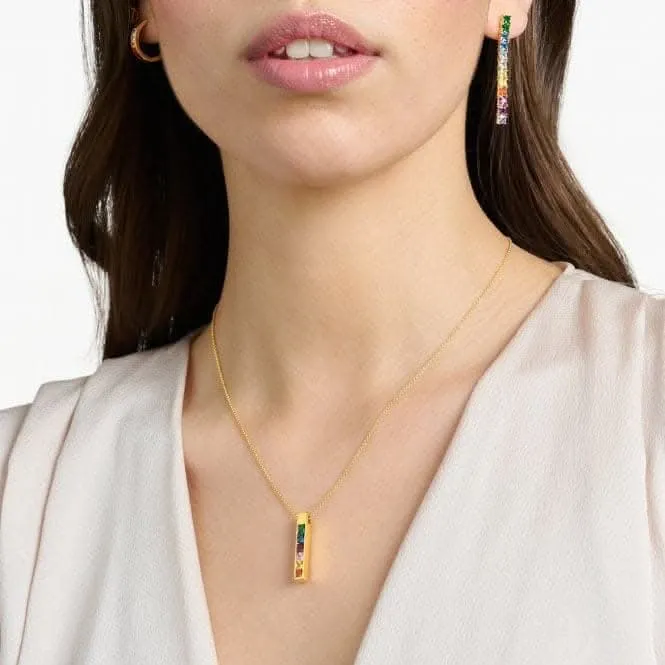 Sterling Silber vergoldet farbige Steine Halskette KE2113-971-7-L45V Thomas Sabo Halsketten