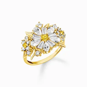 Sterling Silber vergoldet Hübsches Gänseblümchen Cocktailring TR2335-414-4 Thomas Sabo Ringe