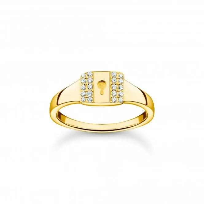 Sterling Silber vergoldetes Vorhängeschloss Ring TR2372-414-14 Thomas Sabo Ringe