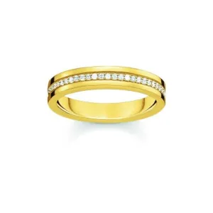 Sterling Silber vergoldetes Weiß Zirkonia Band Ring TR2117-414-14 Thomas Sabo Ringe