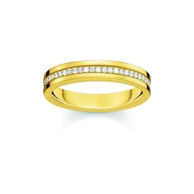 Sterling Silber vergoldetes Weiß Zirkonia Band Ring TR2117-414-14 Thomas Sabo Ringe