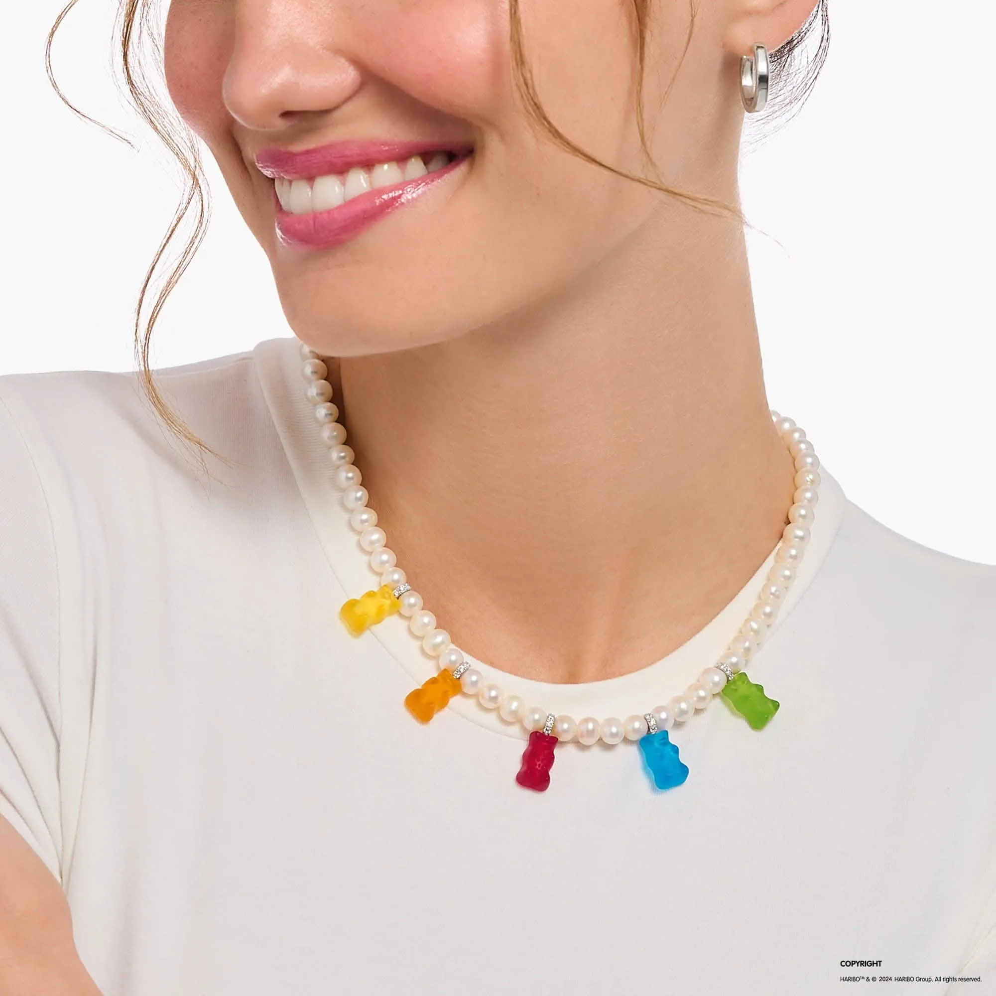 Sterling Silber HARIBO Bunte Goldbären Zirkonia Perlenkette KE2208-052-7-L50V Thomas Sabo Ketten