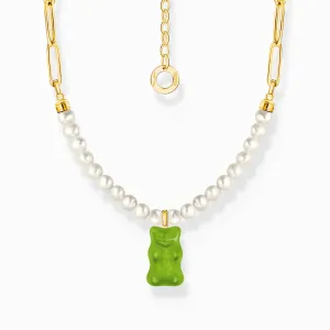 Sterling Silber HARIBO vergoldete Süßwasserperlen Grün Goldbären Halskette KE2207-430-6-L45V Thomas Sabo Halsketten