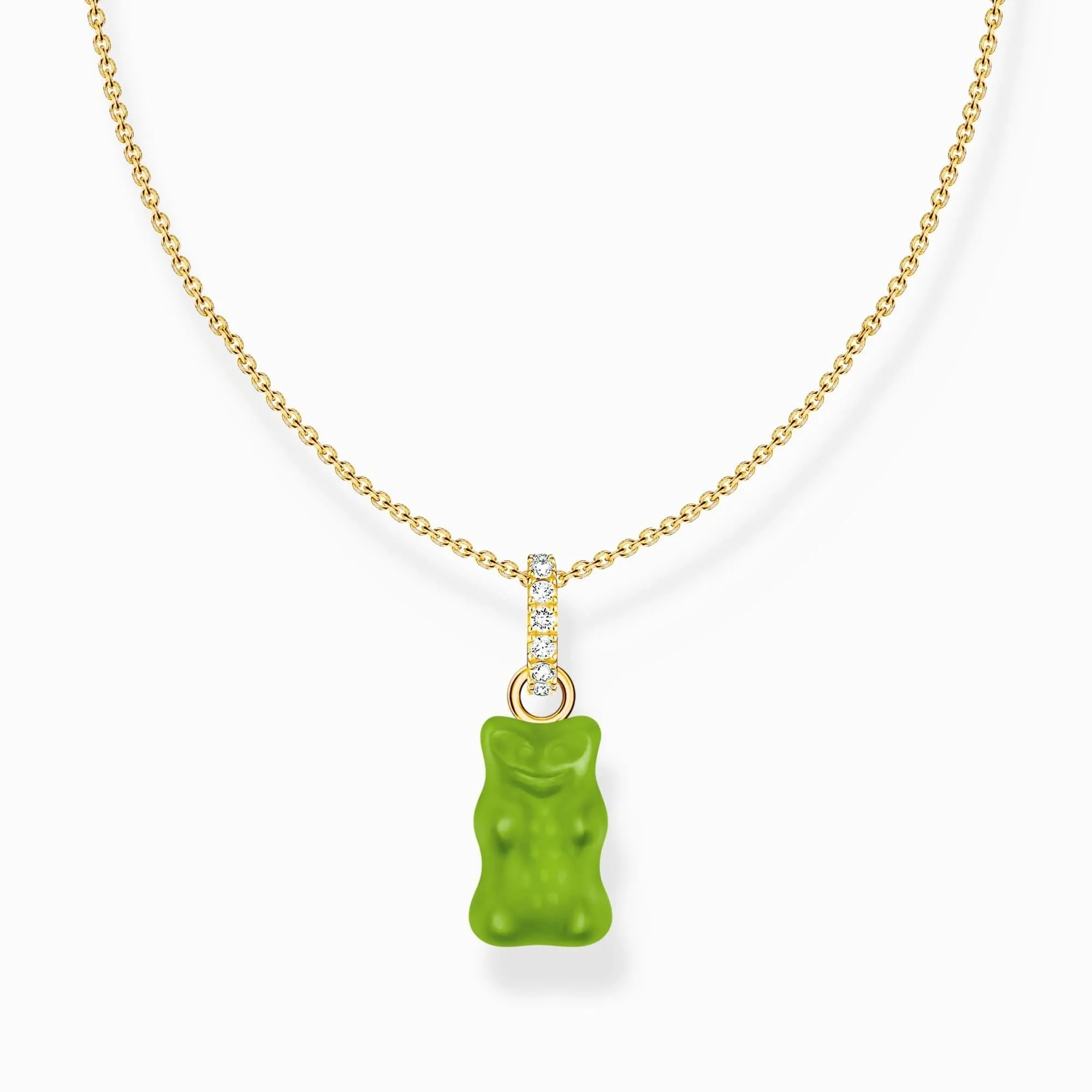 Sterling Silber HARIBO Vergoldetes Zirkonia Grün Goldbären Halskette KE2209-414-6-L45V Thomas Sabo Halsketten