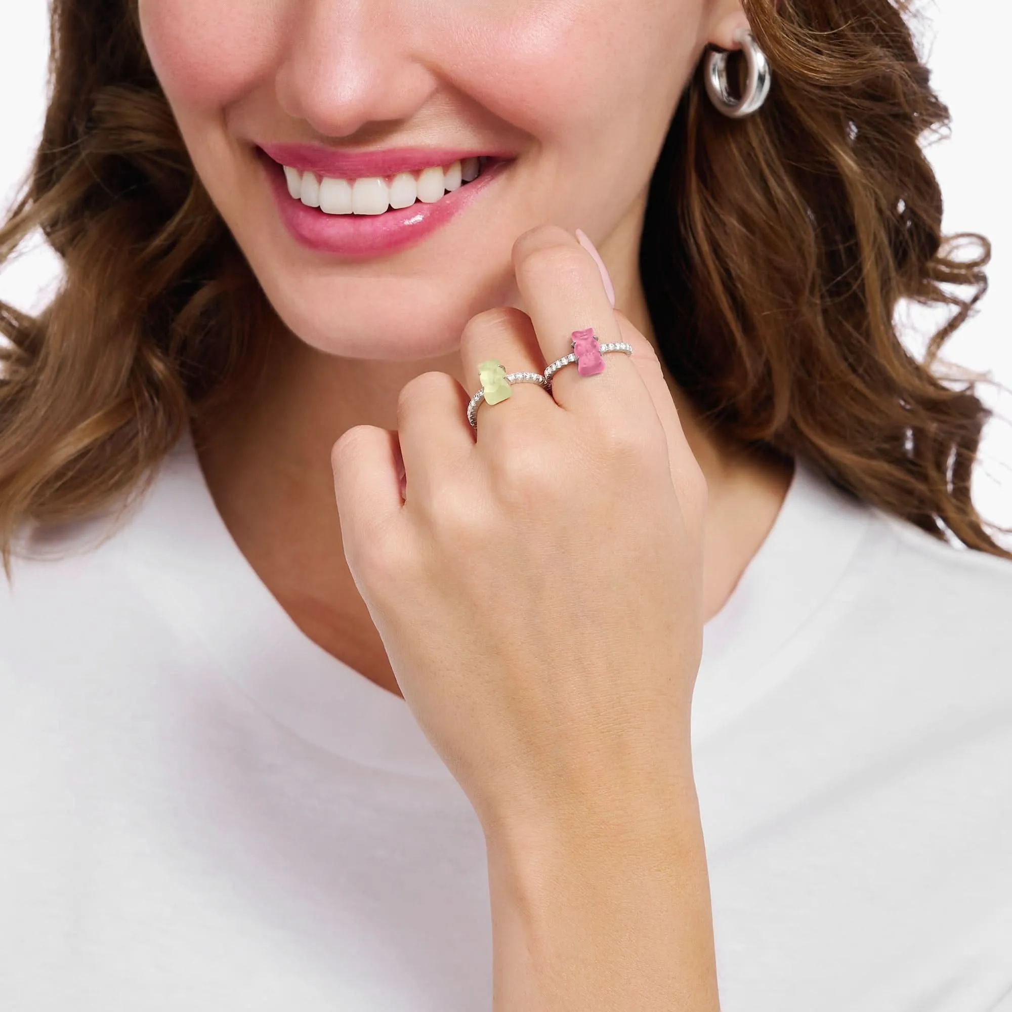 Sterling Silber HARIBO Zirkonia Pink Goldbären Ring TR2459-052-9 Thomas Sabo Ringe