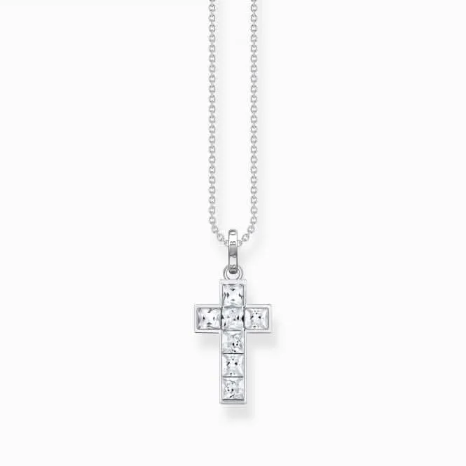 Sterling Silber Weiße Steine Kreuzkette KE2166-051-14 Thomas Sabo Ketten