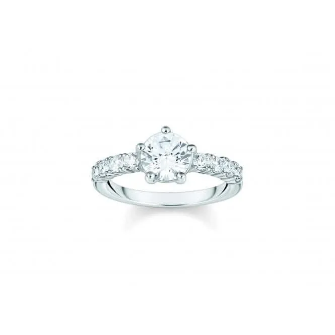 Sterling Silber Weiß Zirkonia Solitär Ring TR2440-051-14 Thomas Sabo Ringe