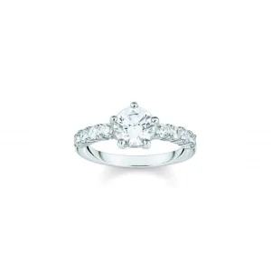 Sterling Silber Weiß Zirkonia Solitär Ring TR2440-051-14 Thomas Sabo Ringe