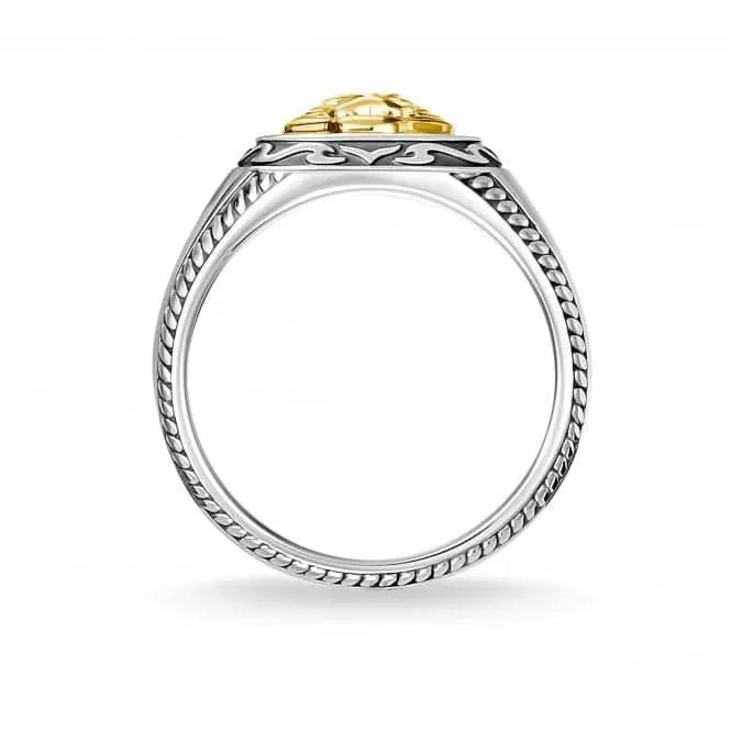 Sterling Silber Gelbgoldfarbener Statement Siegelring für Herren TR2293-849-39 Thomas Sabo Ringe
