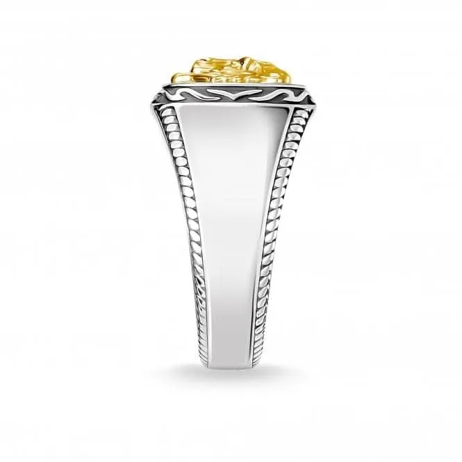 Sterling Silber Gelbgoldfarbener Statement Siegelring für Herren TR2293-849-39 Thomas Sabo Ringe