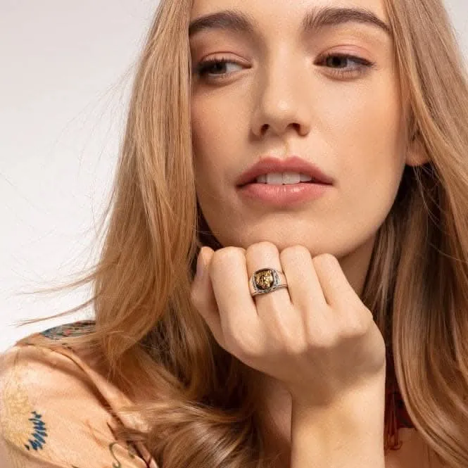 Sterling Silber Gelbgoldfarbener Statement Siegelring für Herren TR2293-849-39 Thomas Sabo Ringe