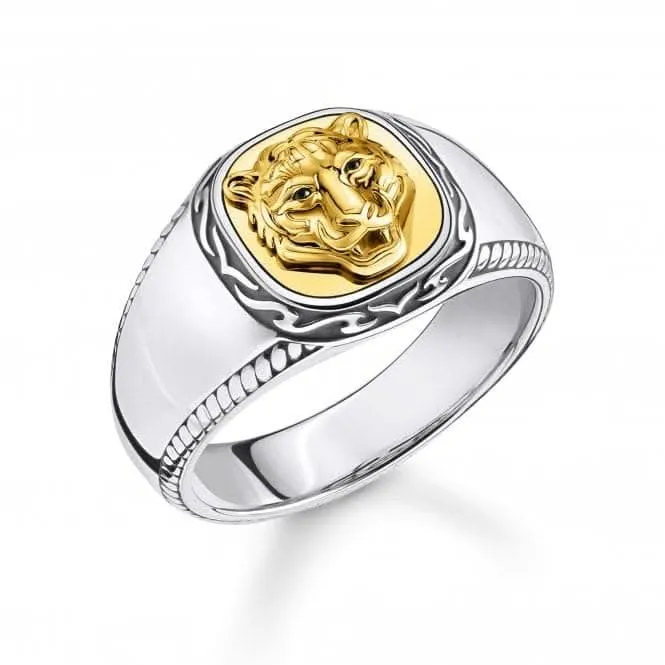 Sterling Silber Gelbgoldfarbener Statement Siegelring für Herren TR2293-849-39 Thomas Sabo Ringe