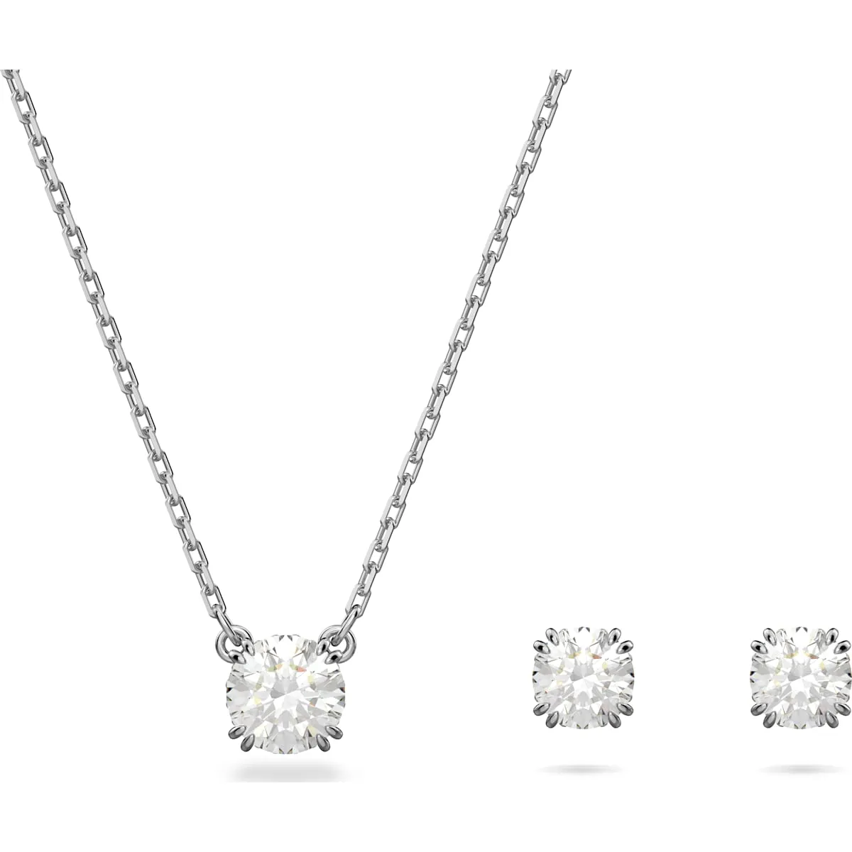 Swarovski Schmuck Swarovski Constella Rhodium-beschichtetes Weißkristall Halskette Ohrring Set
