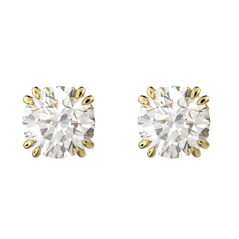 Swarovski Schmuck Swarovski Constella Stecker in Gelbgold-Optik mit weißem Kristall im Rundschliff