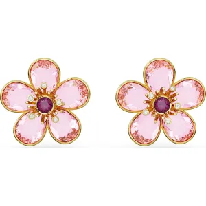 Swarovski Schmuck Swarovski Florere Stecker mit pinken Kristallblüten in Goldoptik