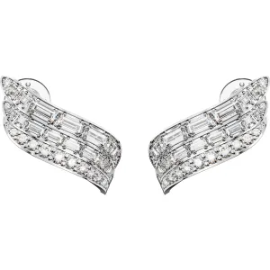 Swarovski Schmuck Swarovski Hyperbola Rhodium-beschichtete weiße Kristall-Mischschliff-Steckerohrringe