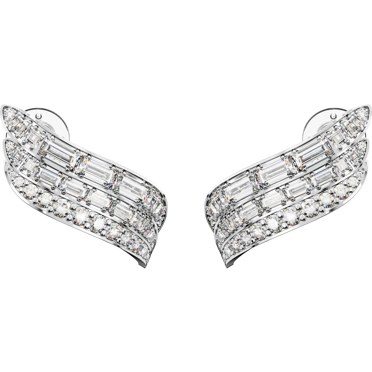Swarovski Schmuck Swarovski Hyperbola Rhodium-beschichtete weiße Kristall-Mischschliff-Steckerohrringe