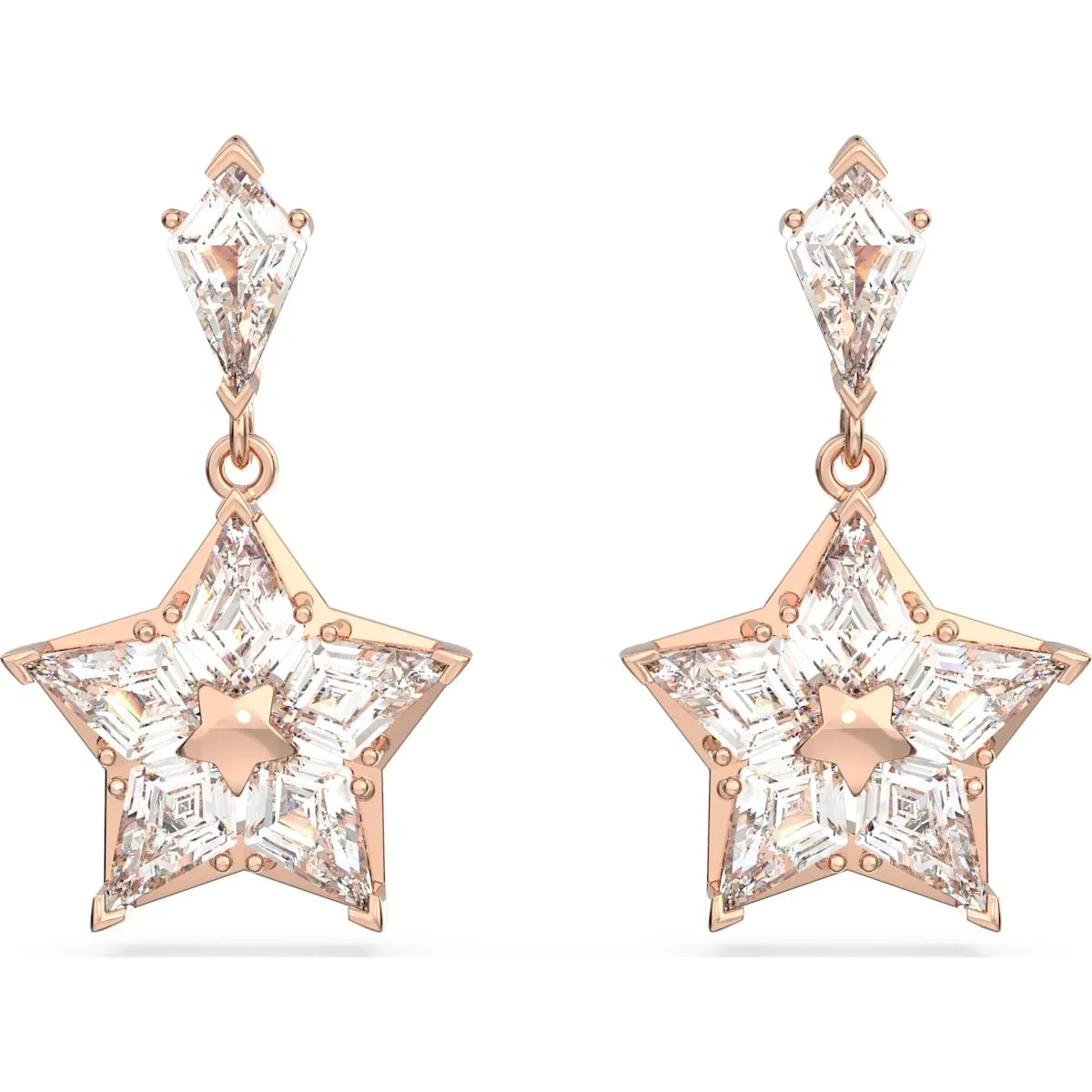 Swarovski Schmuck Swarovski Stella Roségoldfarben beschichtete weiße Kristall-Stern Ohrringe
