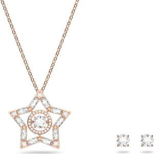 Swarovski Schmuck Swarovski Stella Roségoldfarben beschichtetes Weißkristall Stern Halskette Ohrring Set
