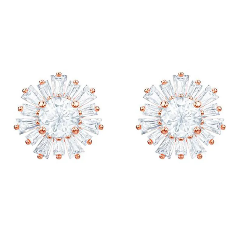 Swarovski Schmuck Swarovski Sunshine Weißer Stein Roségold-beschichtete Ohrringe