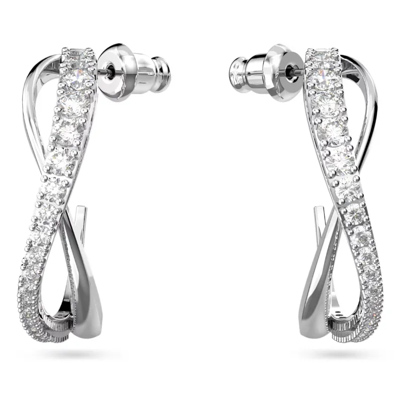 Swarovski Schmuck Swarovski Zeitlose rhodiniert weiße Kristall Twist Creolen