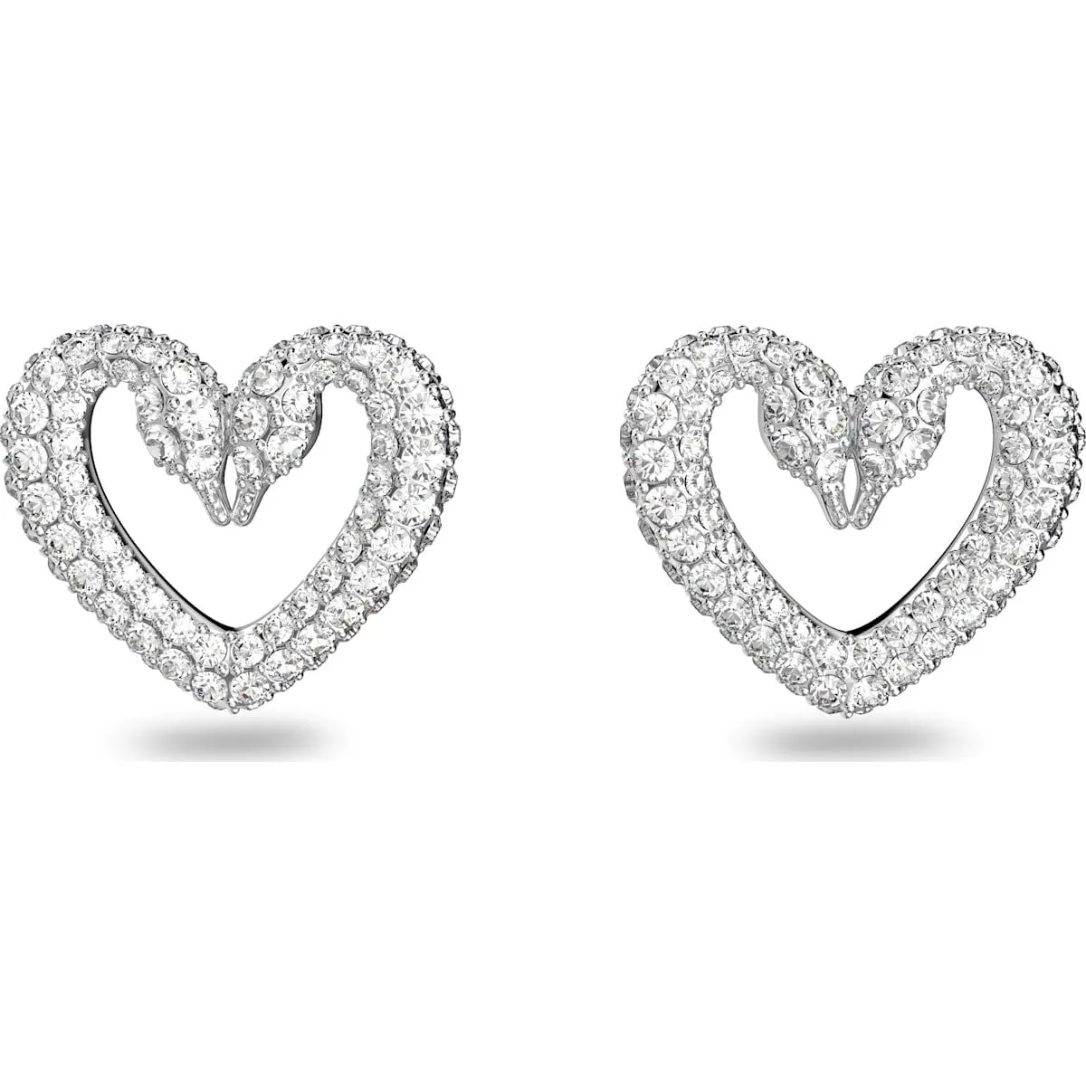 Swarovski Schmuck Swarovski Una Rhodium-beschichtete Ohrringe mit weißem Kristallherz