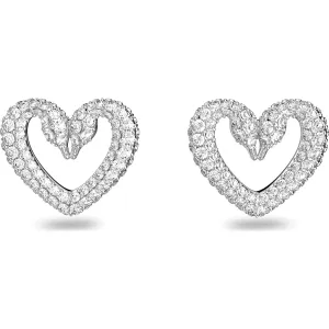 Swarovski Schmuck Swarovski Una Rhodium-beschichtete Ohrringe mit weißem Kristallherz