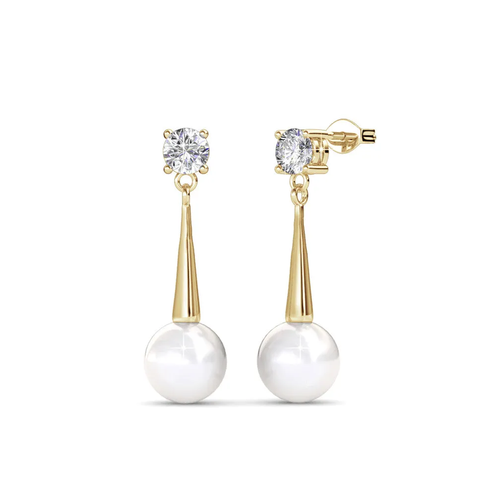 Tatum 18k Weißgold plattierte Perlen Ohrstecker mit Swarovski Kristall