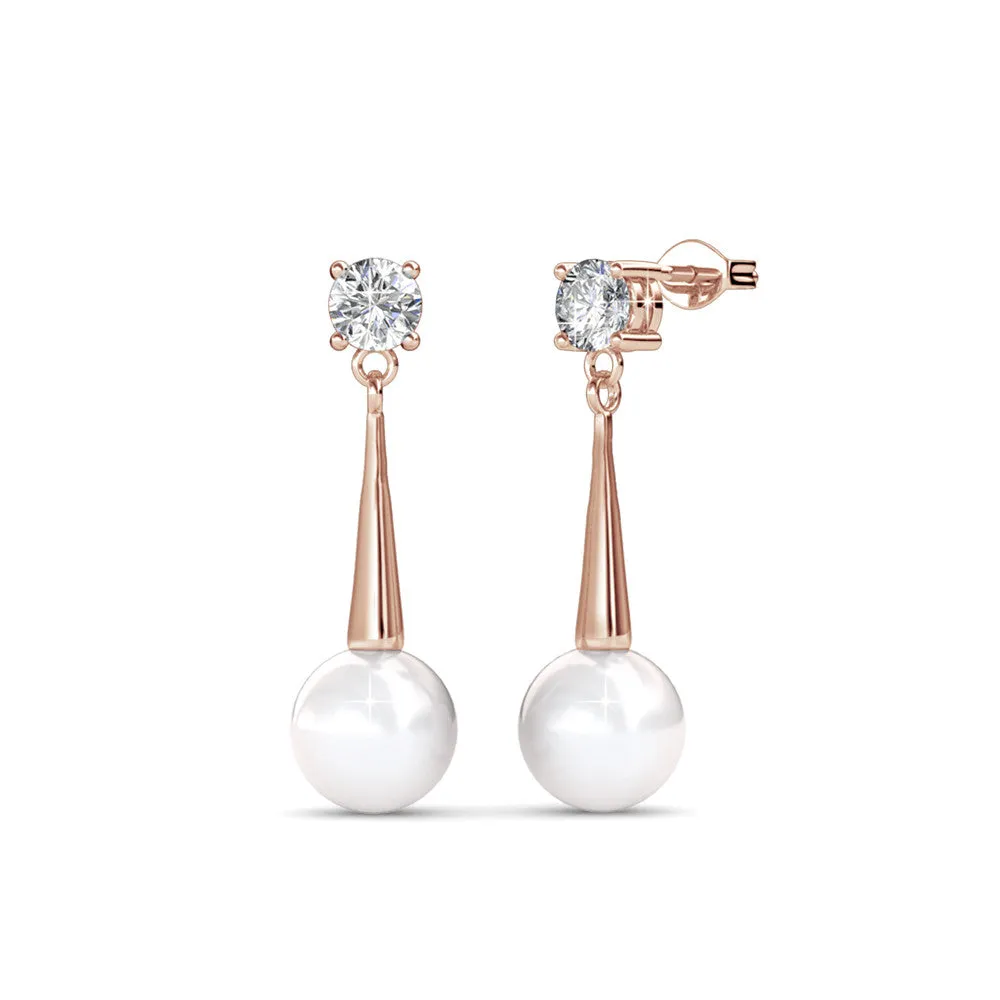 Tatum 18k Weißgold plattierte Perlen Ohrstecker mit Swarovski Kristall