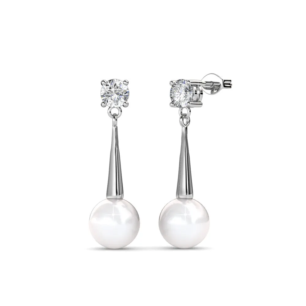 Tatum 18k Weißgold plattierte Perlen Ohrstecker mit Swarovski Kristall