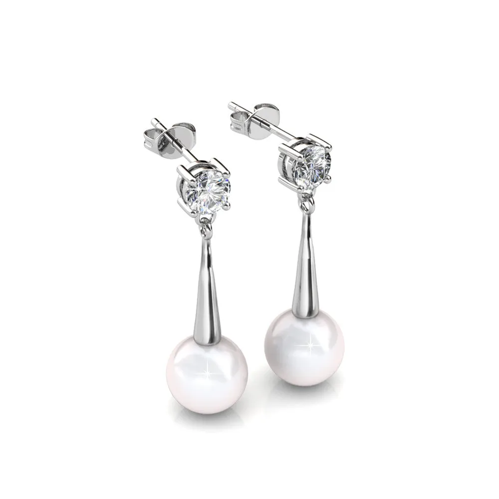 Tatum 18k Weißgold plattierte Perlen Ohrstecker mit Swarovski Kristall