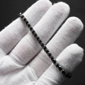 Tennisarmband 750 Weißgold 37 schwarze Diamanten 21,09ct 19,5cm