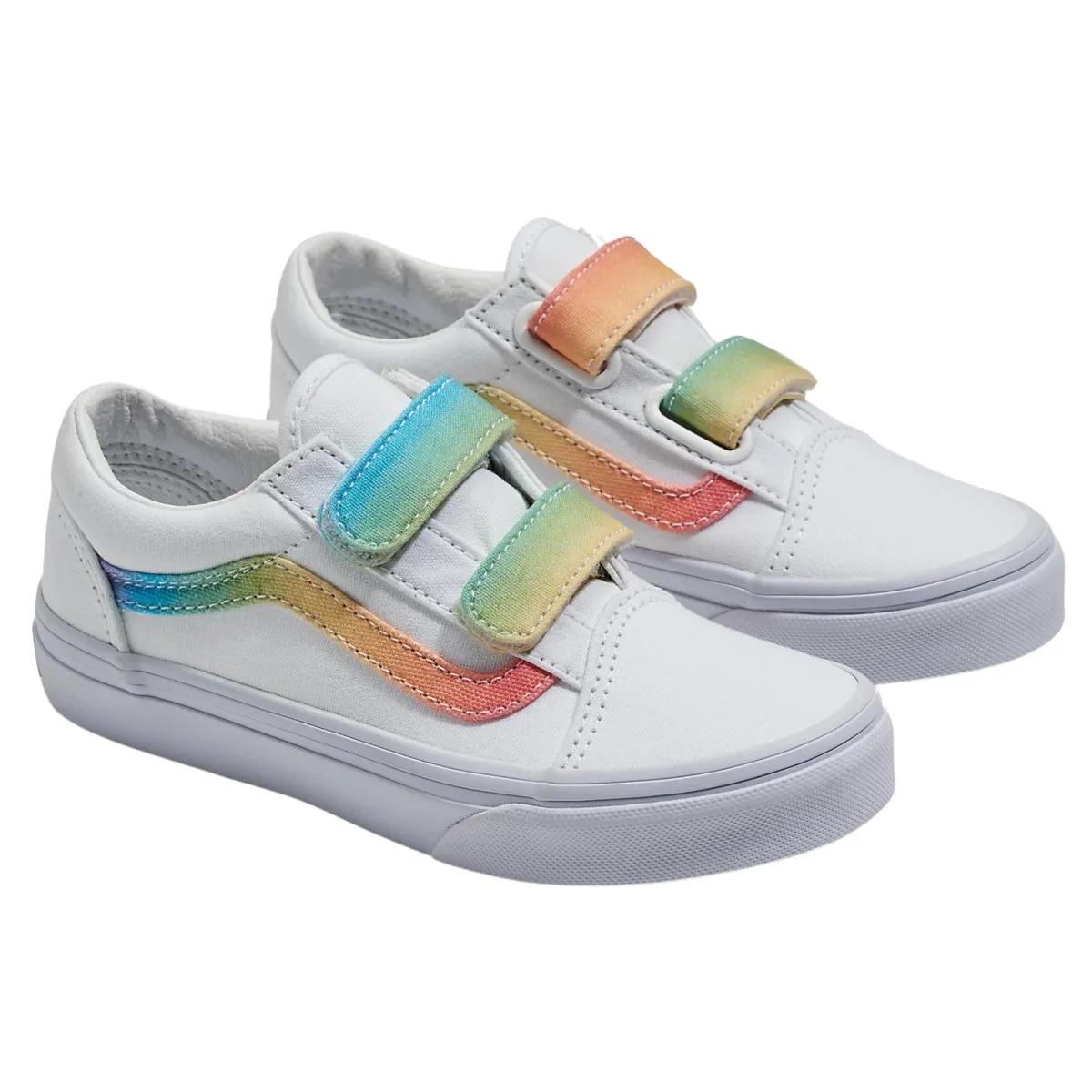 Vans Girl's (Vorschulalter) Old Skool V Regenbogen/Echtweiß/Mehrfarbig