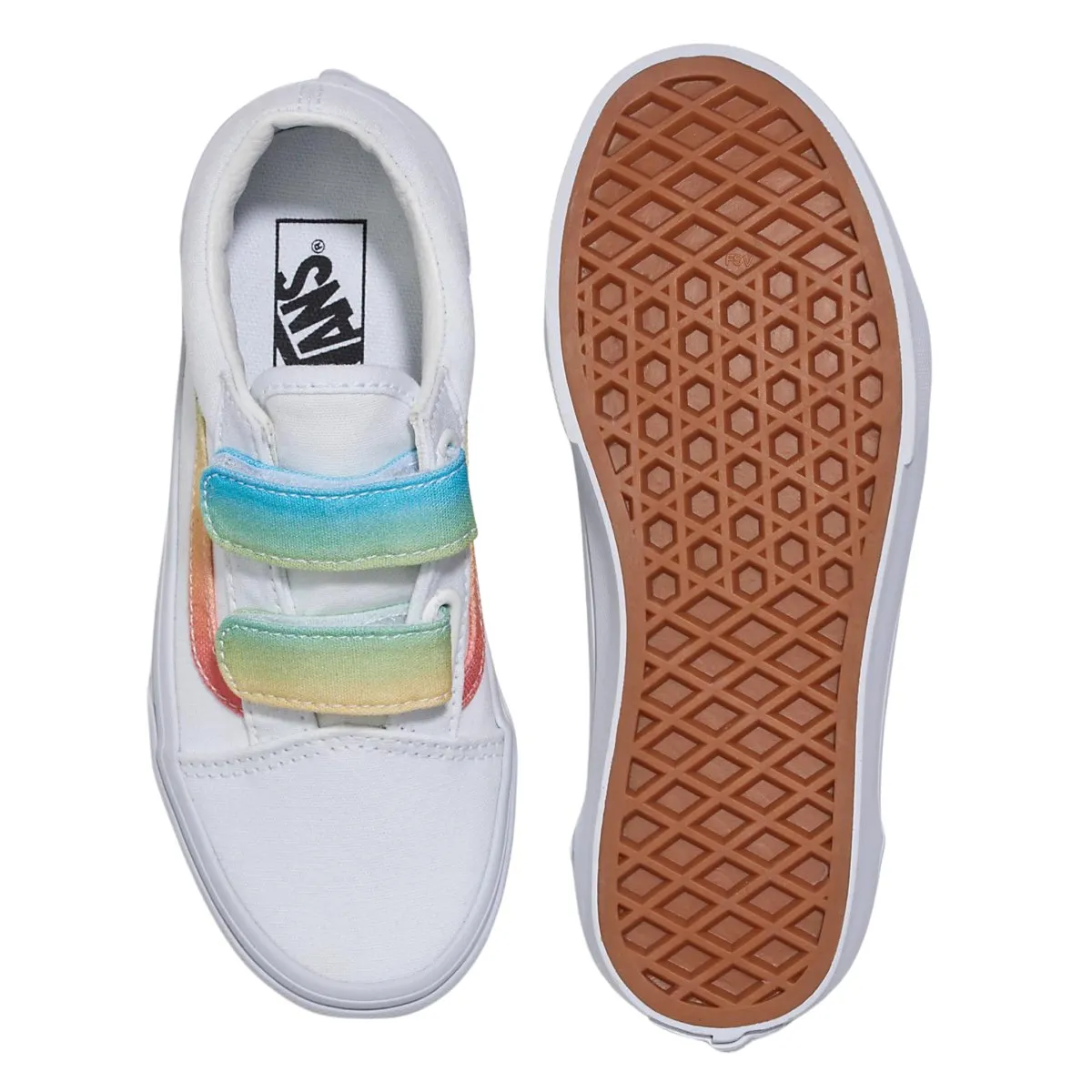 Vans Girl's (Vorschulalter) Old Skool V Regenbogen/Echtweiß/Mehrfarbig