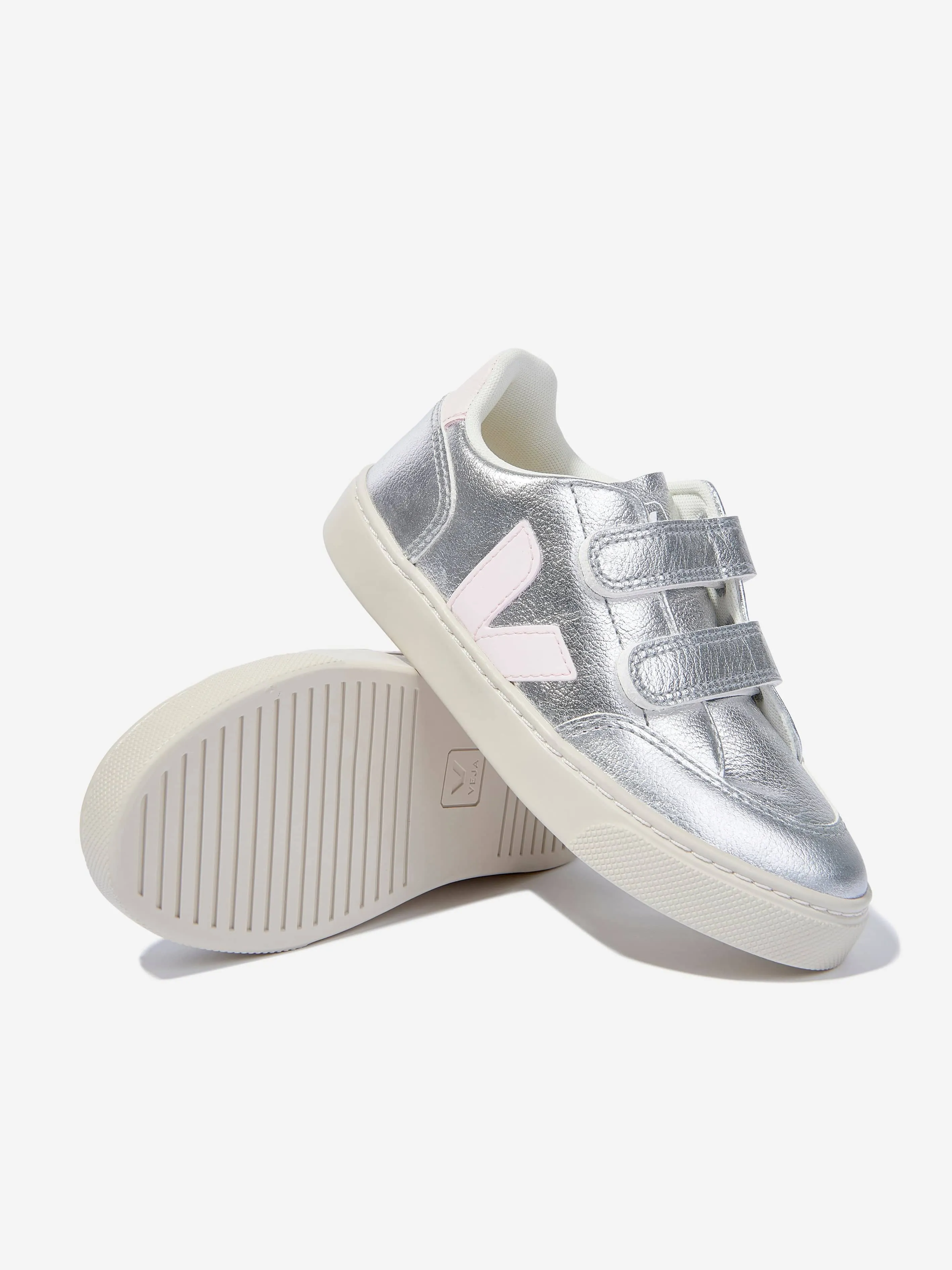Veja Kids ChromeFree Leder V-12 Turnschuhe in Silber