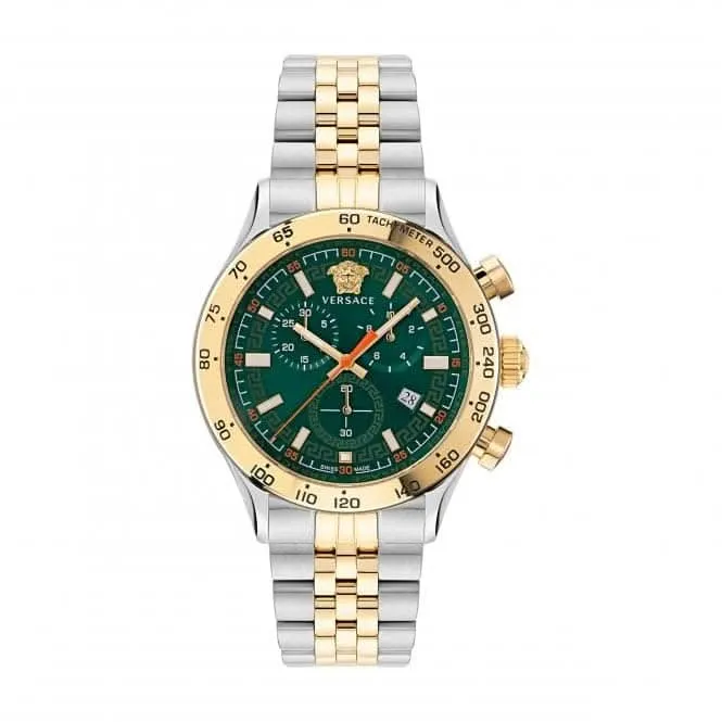 Versace Herren Hellenyium Edelstahl Uhr Grün VE2U00522