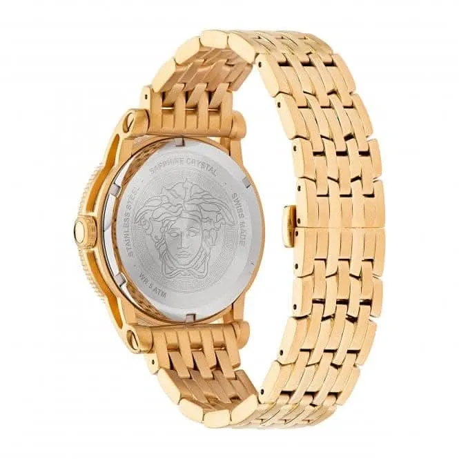 Versace Herren V-Palazzo Armbanduhr in Goldton mit schwarzem Zifferblatt VE2V00322