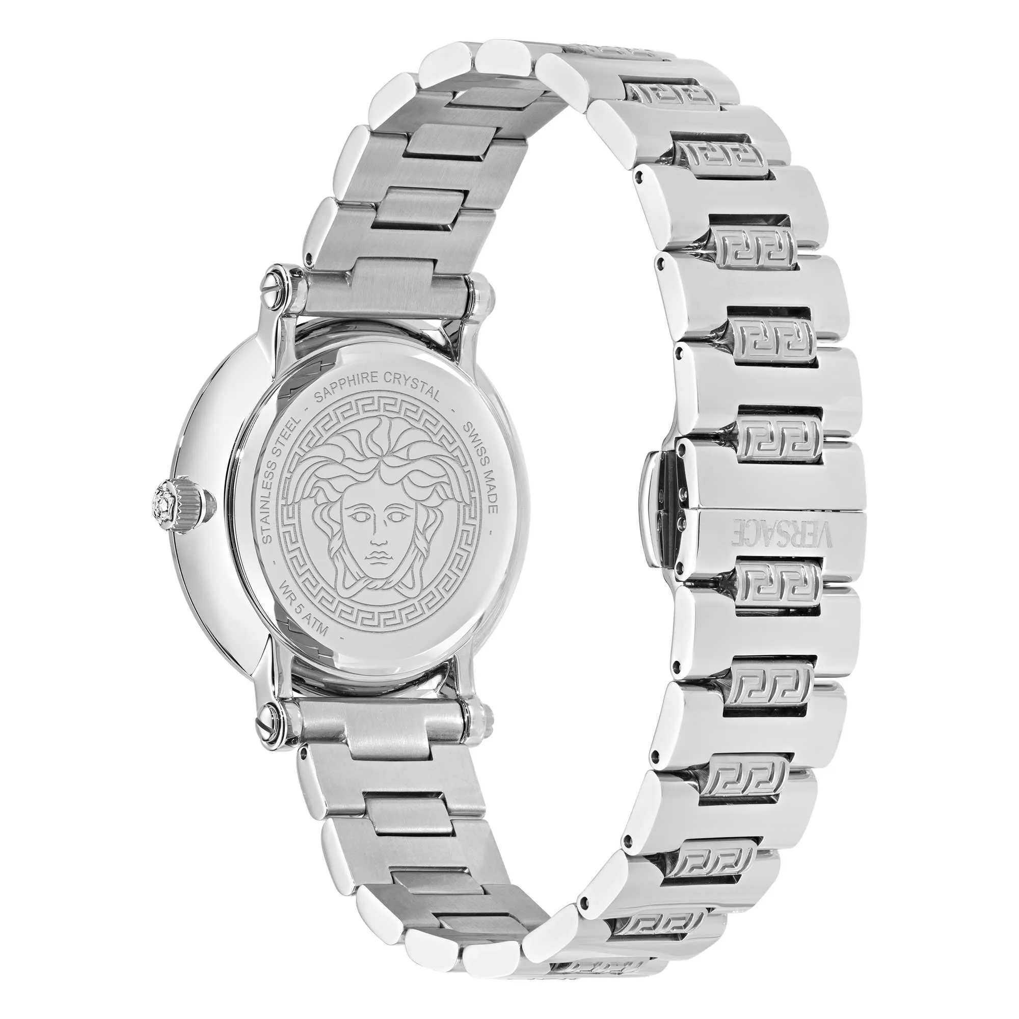 Versace Damen Greca Sphere Silber Weiß Sunray Uhr VE9C00324