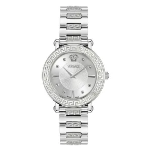 Versace Damen Greca Sphere Silber Weiß Sunray Uhr VE9C00324