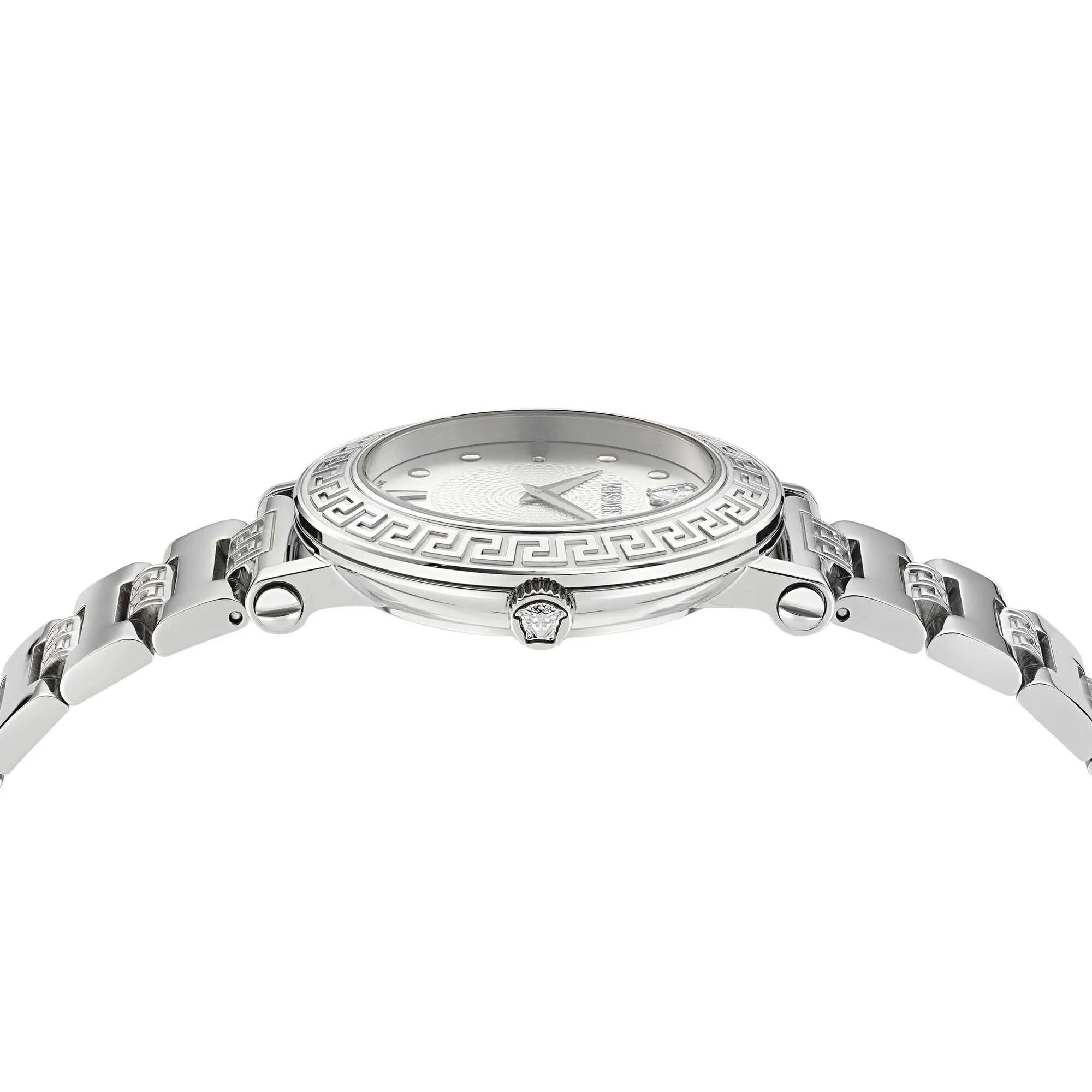 Versace Damen Greca Sphere Silber Weiß Sunray Uhr VE9C00324