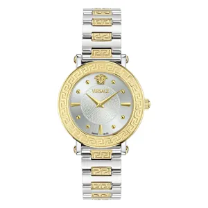 Versace Damen Greca Sphere Silber Weiß Sunray Uhr VE9C00524
