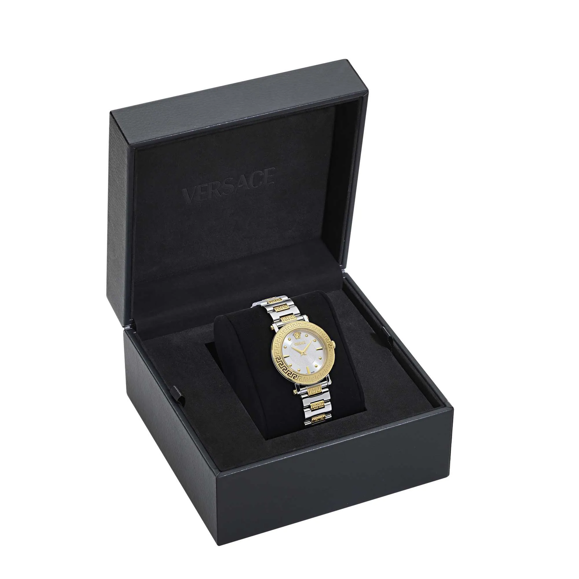 Versace Damen Greca Sphere Silber Weiß Sunray Uhr VE9C00524