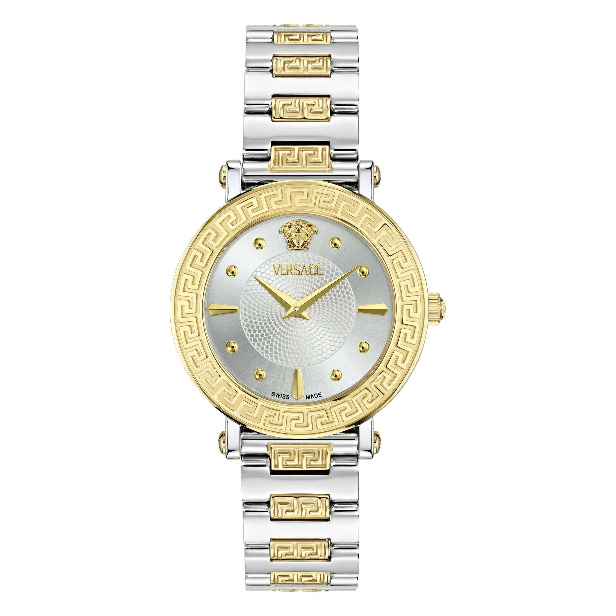 Versace Damen Greca Sphere Silber Weiß Sunray Uhr VE9C00524