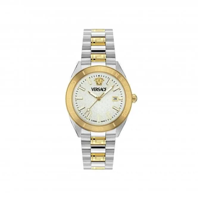 Versace Timeless V Dome Weiß-Silber Saphir Uhr VE8E00424