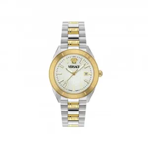 Versace Timeless V Dome Weiß-Silber Saphir Uhr VE8E00424