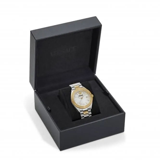 Versace Timeless V Dome Weiß-Silber Saphir Uhr VE8E00424