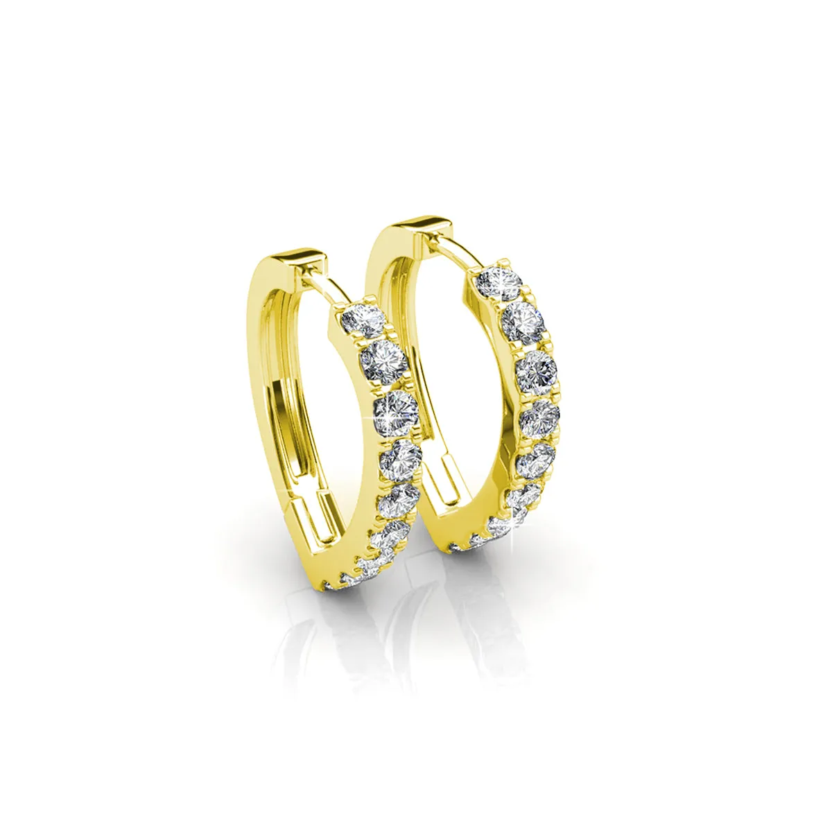 Waverly 18k Weißgold beschichtete 16mm Creolen mit Swarovski Kristallen