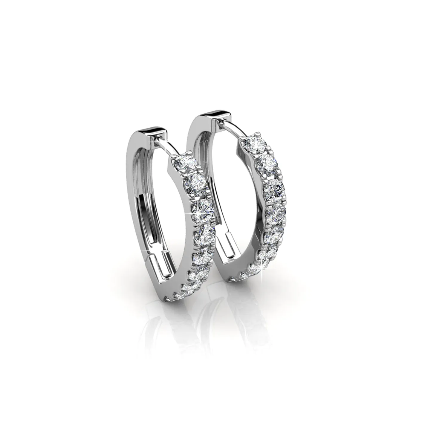 Waverly 18k Weißgold beschichtete 16mm Creolen mit Swarovski Kristallen